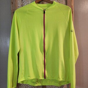 Performance Bicycle Men’s Cycling Jersey Neon Yellow Long Sleeve Size M (21x23.2